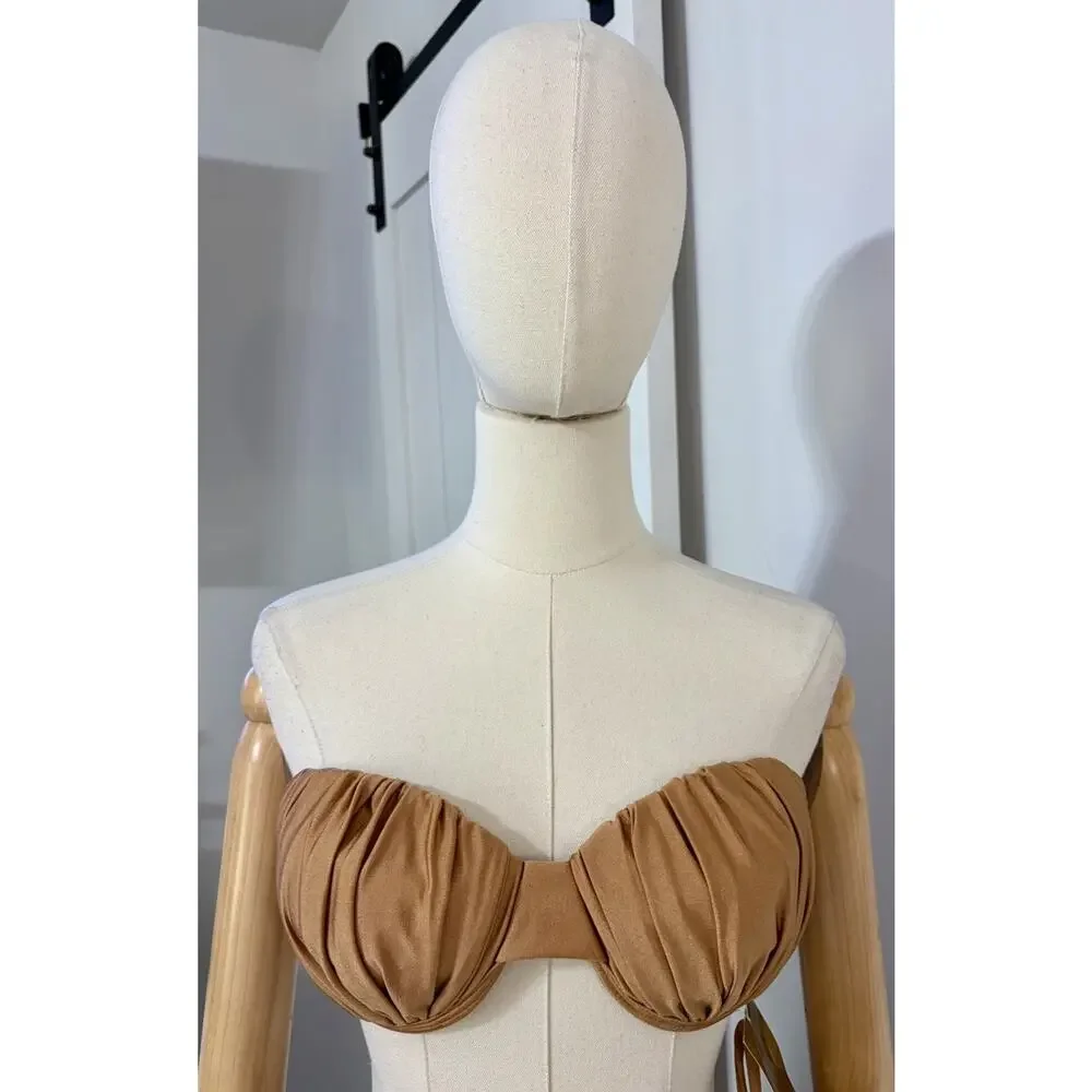 NWT Vintage 90s Gottex Women’s Size 14 Metallic Bronze Wired Bikini Top